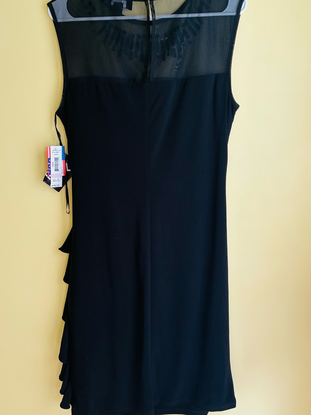 R & M Richard Classic Black Sleeveless Mesh-Yoke Dress